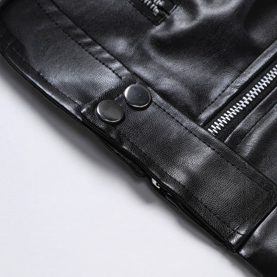 Herren modische Kunstlederjacke mit abnehmbaren Taschen R&B
