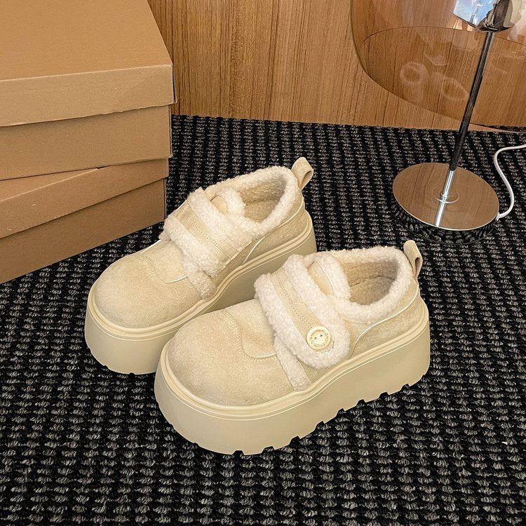 Damen Plüschgefütterte Sneakers mit modischem Klettverschluss und rutschfester Sohle R&B
