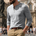 Herren Langarm-Henley-Shirt aus weichem Baumwollmix mit praktischer Brusttasche R&B