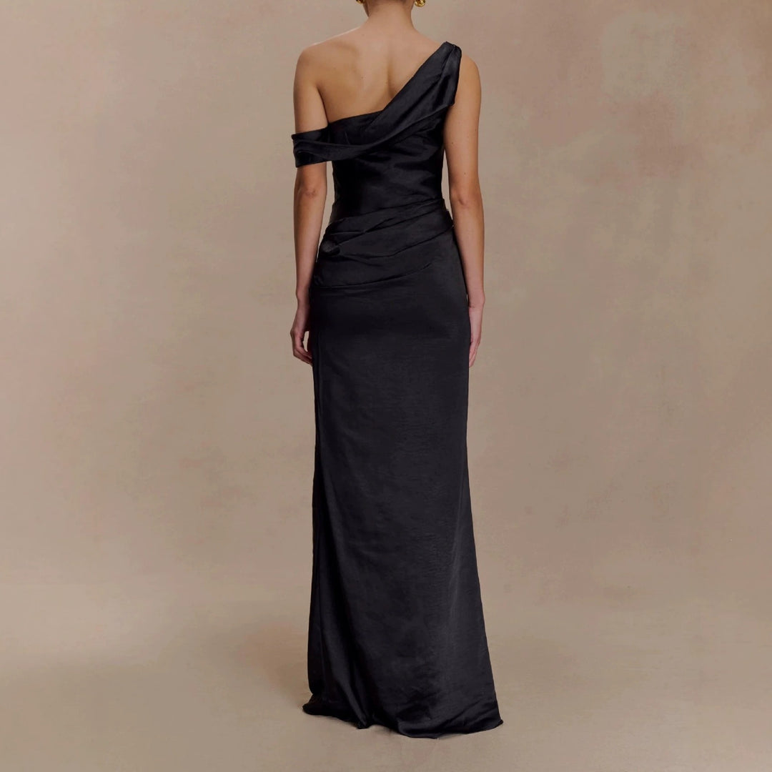 Damen Elegantes asymmetrisches Maxikleid mit raffinierter Drapierung R&B
