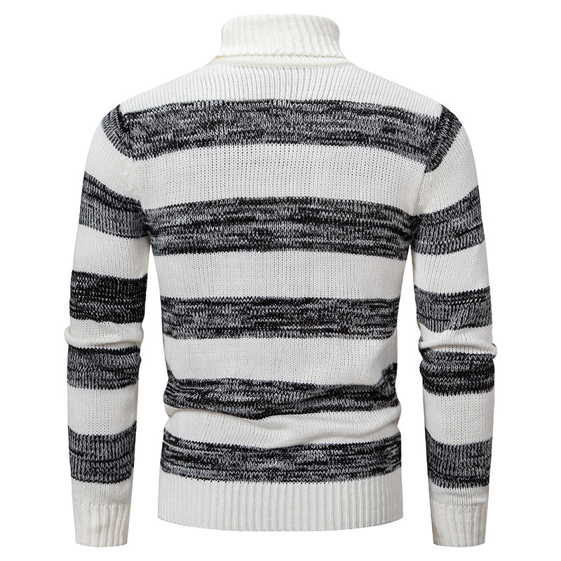 Herren hochwertiger Rollkragenpullover mit auffälligem Streifenmuster