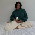 Damen lässiger Strickpullover mit Rollkragen und Rippstruktur R&B