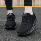 Damen nan ultraleichter Komfort-Gehsneaker für Alltag und Freizeit mit nahtlosem Strickobermaterial, reaktionsfreudiger Luftkissen-Zwischensohle und gepolstertem Fersenkragen R&B