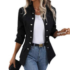 Damen elegante kurzärmelige Blazer mit dekorativen Knöpfen
