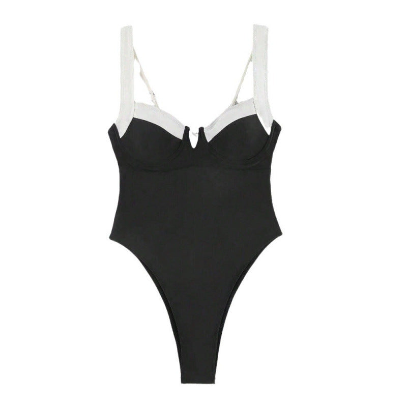 Damen Einteiliger Badeanzug mit raffiniertem Bustier-Design und hohen Beinausschnitten R&B