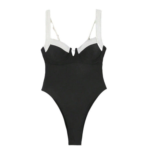 Damen Einteiliger Badeanzug mit raffiniertem Bustier-Design und hohen Beinausschnitten R&B