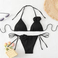 Damen Triangel-Bikini mit raffinierten Blumenakzenten und eleganter Rippstruktur R&B