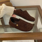 Damen bequeme Hausschuhe aus weichem Wildleder mit wärmendem Innenfutter R&B