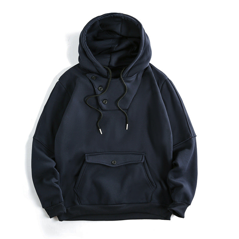 Herren lässiger Kapuzenpullover mit Knopfdetails und praktischen Taschen R&B