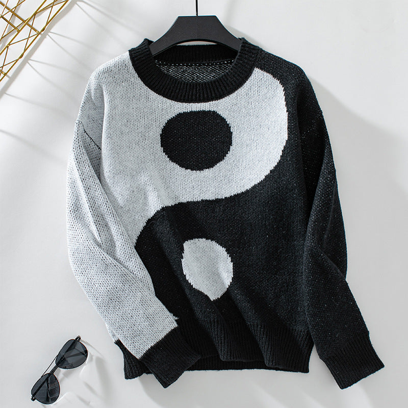 Damen modischer Pullover mit Yin-Yang-Motiv R&B