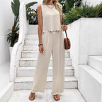 Damen Luftiges Zweiteiliges Outfit mit wellenförmigem Saum R&B