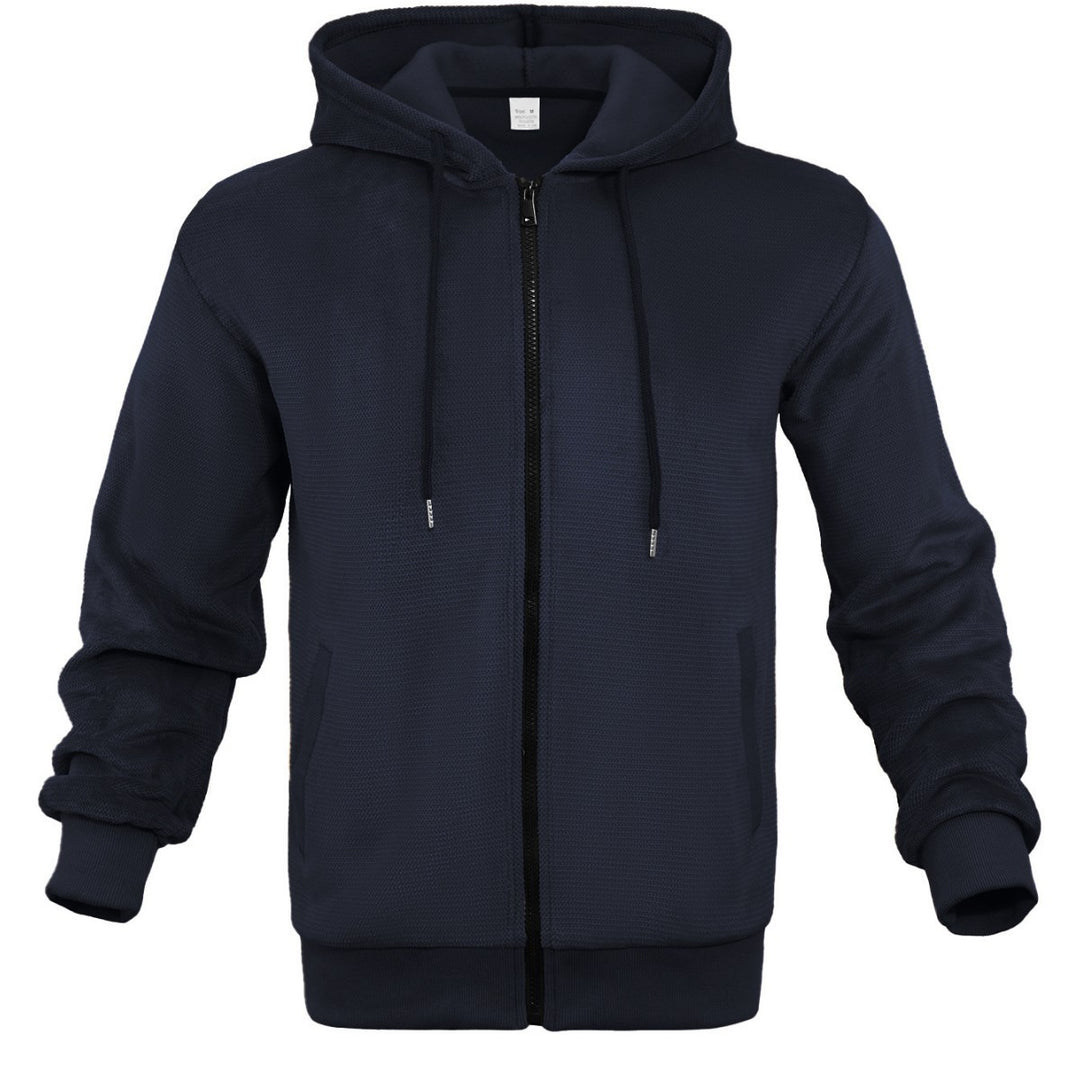 Herren sportliche Kapuzenjacke aus atmungsaktivem Material mit seitlichen Reißverschlusstaschen R&B