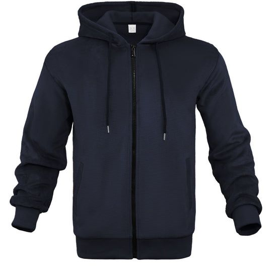 Herren sportliche Kapuzenjacke aus atmungsaktivem Material mit seitlichen Reißverschlusstaschen R&B