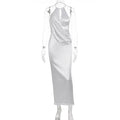 Damen Elegantes Maxikleid mit gerafftem Oberteil und hochwertigem Satinfinish R&B