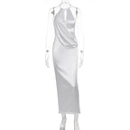 Damen Elegantes Maxikleid mit gerafftem Oberteil und hochwertigem Satinfinish R&B