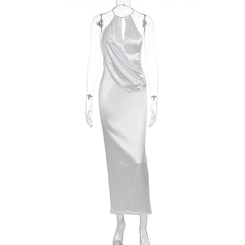 Damen Elegantes Maxikleid mit gerafftem Oberteil und hochwertigem Satinfinish R&B