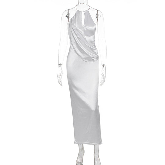 Damen Elegantes Maxikleid mit gerafftem Oberteil und hochwertigem Satinfinish R&B