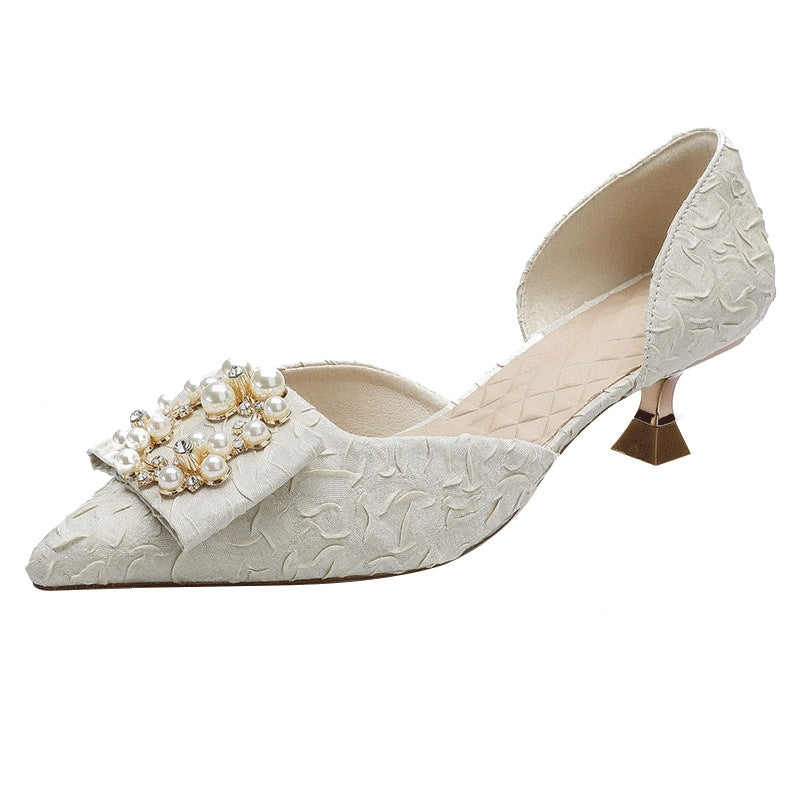 Damen elegante Slingback-Pumps mit funkelnder Perlenapplikation