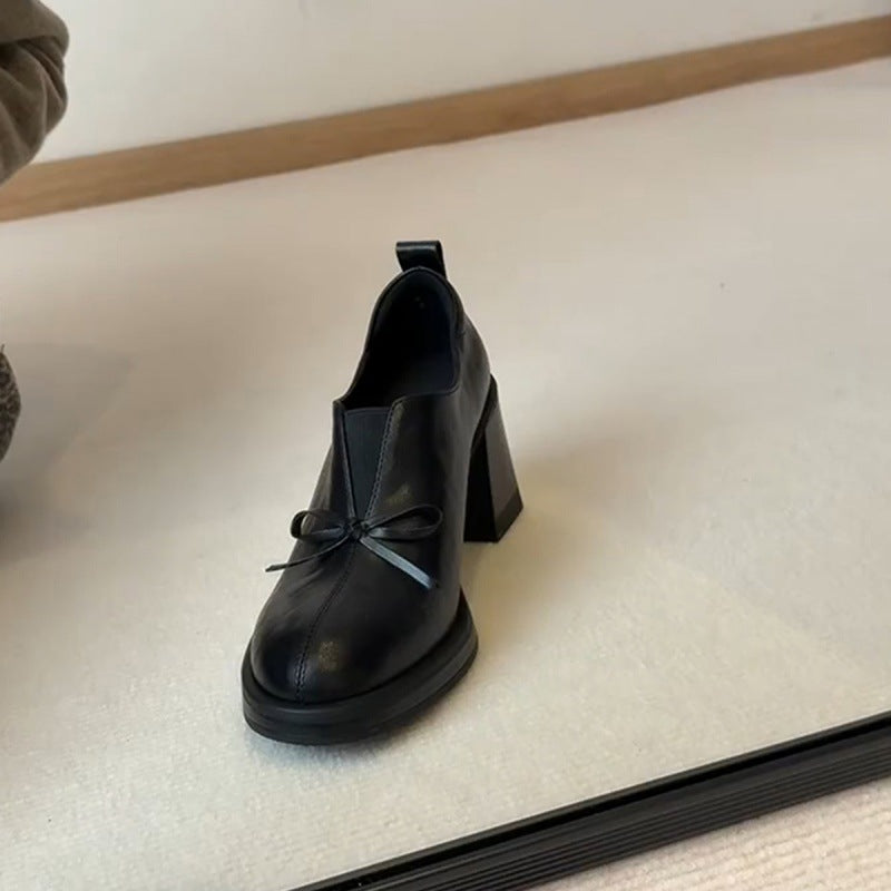 Damen Elegante Schnürschuhe mit modischem Schleifenakzent und blockiertem Absatz R&B