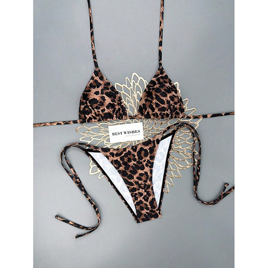 Damen Triangel-Bikini mit trendigem Leopardenmuster R&B