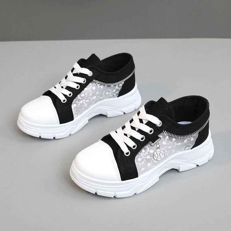 Damen Sneaker mit transparenten Einsätzen und modischem Reißverschluss R&B