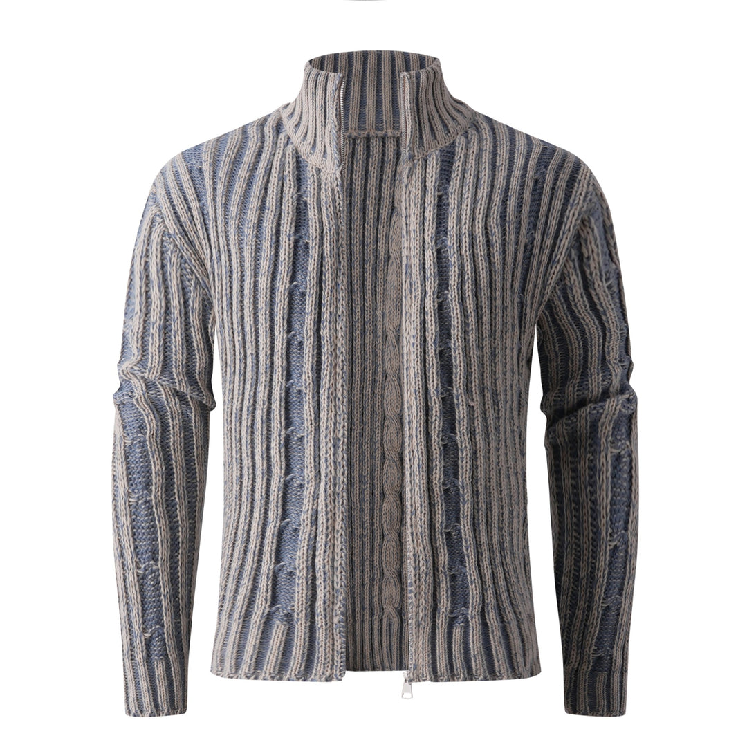 Herren Strickjacke mit Hochkragen und anspruchsvollem Zopfmuster R&B