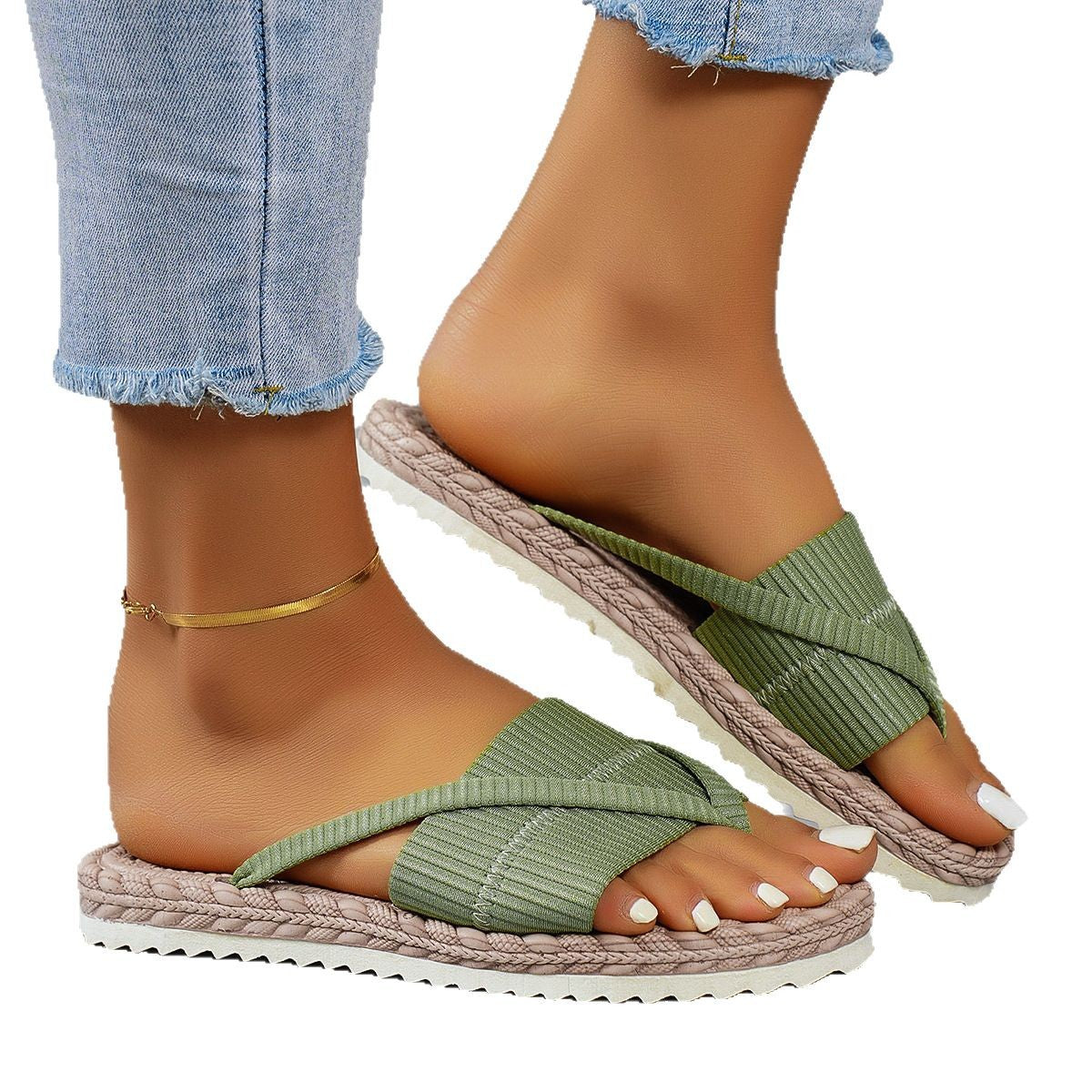 Damen Komfortable Zehentrenner-Sandalen mit geflochtenem Detail R&B