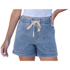 Damen bequeme Denim-Shorts mit Gummizug und praktischen Taschen