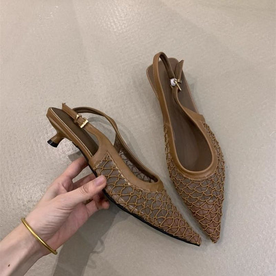 Damen Slingback Pumps mit transparentem Netzdesign R&B
