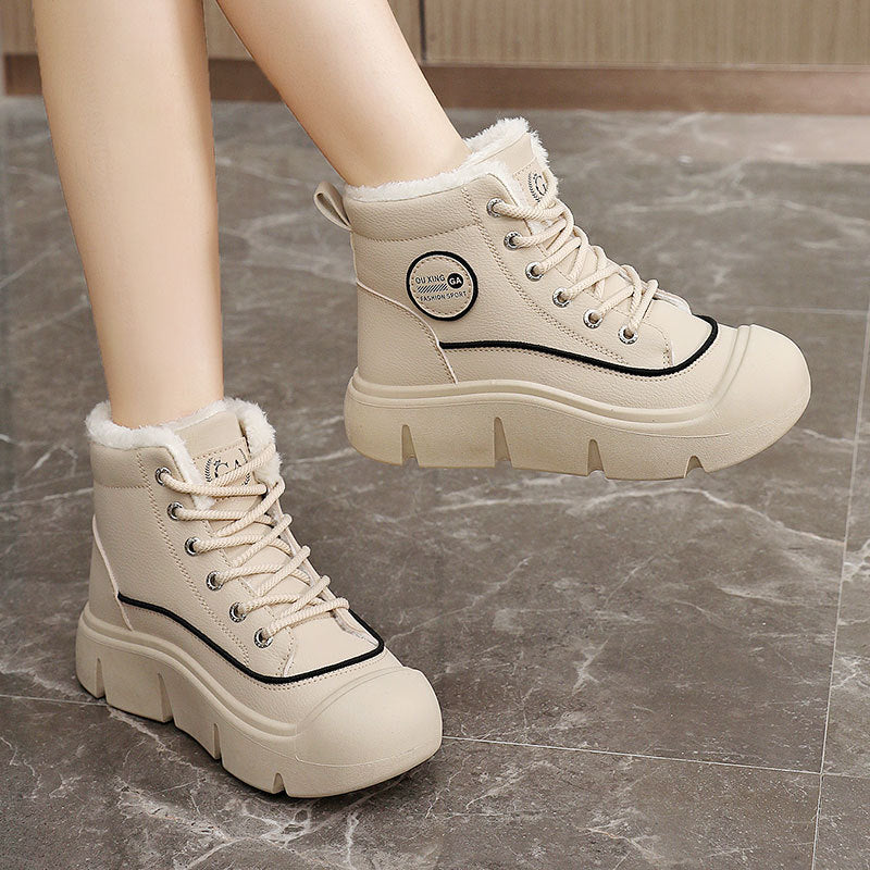 Damen warme High-Top Sneakers mit dämpfender Sohle und kuscheligem Innenfutter R&B