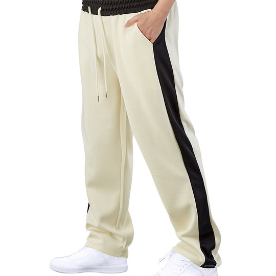 Herren nan sportive Jogginghose mit kontrastseitigem Panel geradem Bein Kordelzugbund und Eingrifftaschen R&B