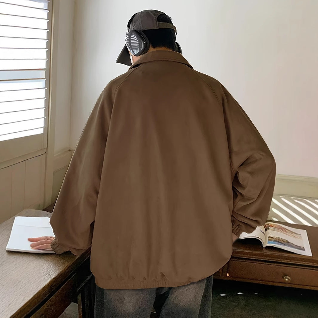 Herren lässige Overshirt-Jacke aus bequemem Softmaterial mit Druckknopfverschluss