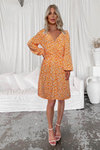 Damen Viskosekleid mit floralen Mustern und modischer Raffung R&B
