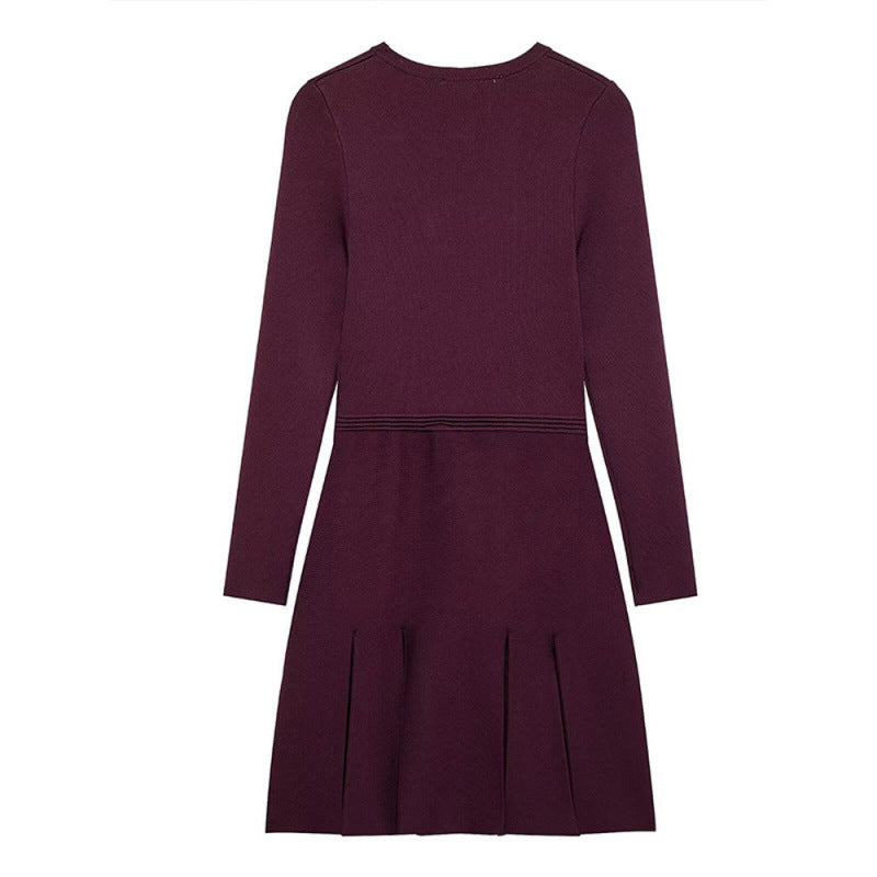Damen Strickkleid mit dekorativen Knopfdetails und praktischen Taschen R&B