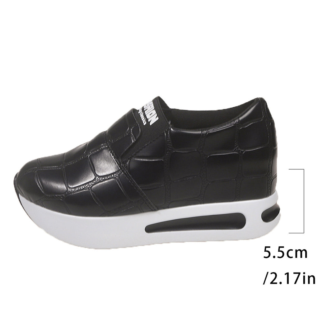 Damen Slip-On Sneaker mit luxuriösem Krokodil-Lederlook und bequemem Hochplateau R&B
