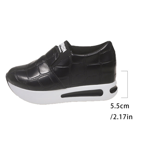 Damen Slip-On Sneaker mit luxuriösem Krokodil-Lederlook und bequemem Hochplateau R&B