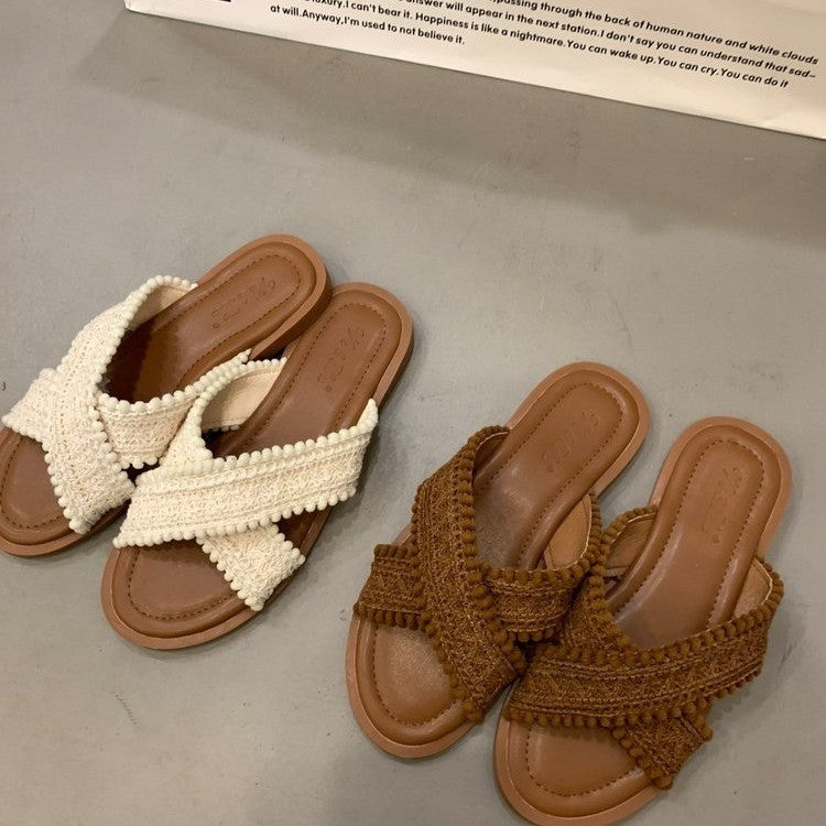 Damen Sandalen mit gekreuztem Riemendesign und komfortablem Fußbett EB