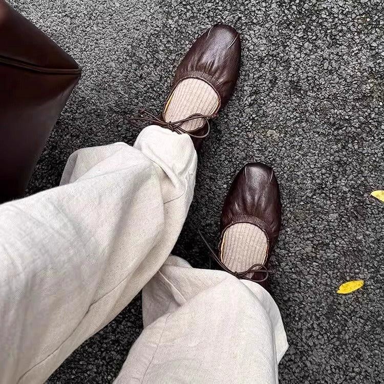 Damen Ballerina-Schuhe mit elastischem Riemen und verspieltem Schleifendetail