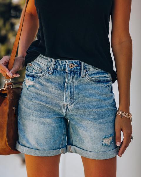 Damen Jeansshorts im lässigen Relaxed Fit mit modischen Destroyed-Details R&B