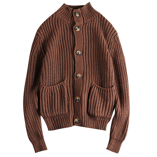 Damen Strickjacke mit großen Taschen und Knopfverschluss R&B