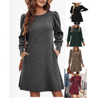 Damen Pulloverkleid mit Rüschendetails und seitlichen Taschen R&B