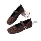 Damen Ballerinas mit trendigem Leopardenmuster und dekorativem Riemen R&B