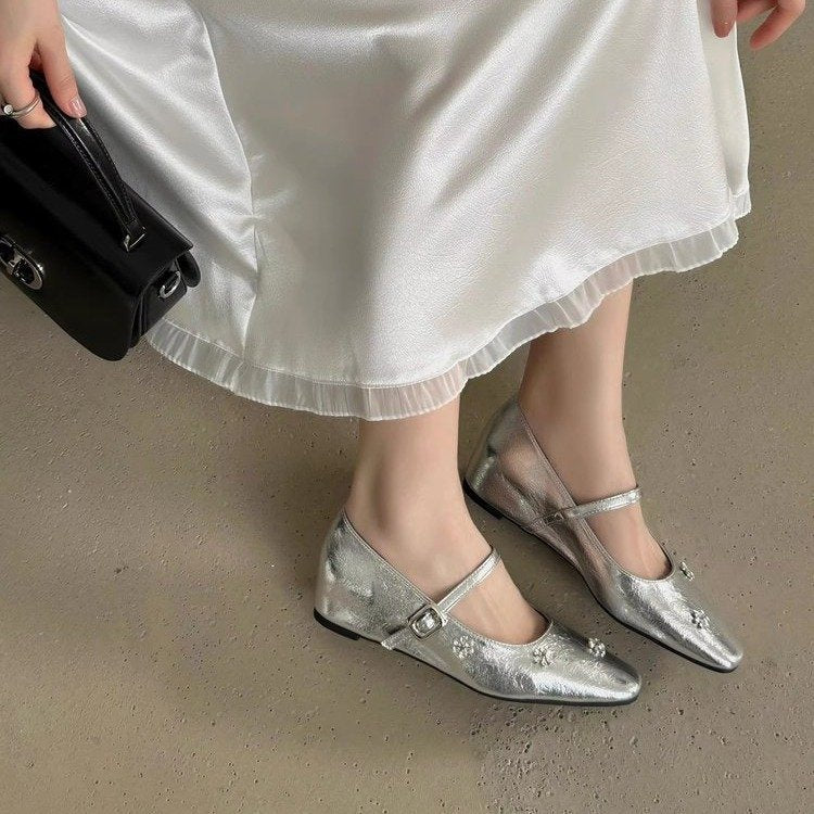Damen modische Mary Jane Ballerinas mit eleganter Breite und verziertem Design R&B