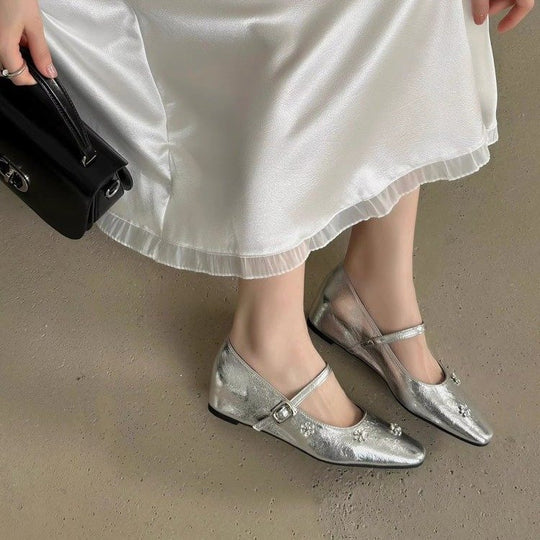 Damen modische Mary Jane Ballerinas mit eleganter Breite und verziertem Design R&B