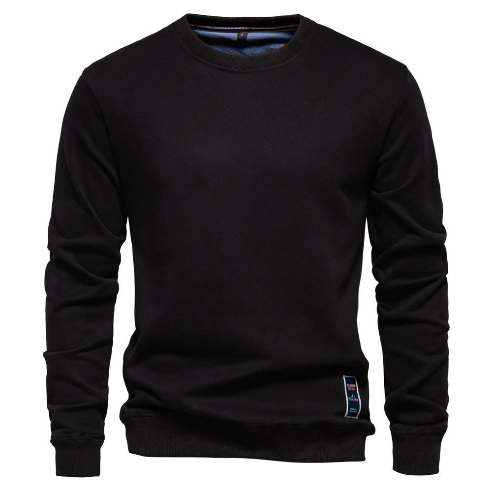 Herren nan klassisches Rundhals-Sweatshirt aus schwerer Baumwollmischung mit angerauter Innenseite und gerippten Bündchen R&B