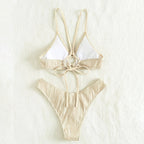 Damen Bicolor Plissee Bikini Set R&B