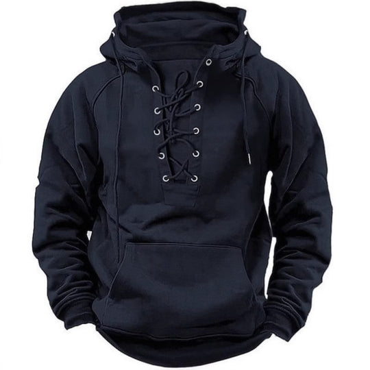 Herren Kapuzensweatshirt mit modischer Schnürung und weichem Innenfutter R&B