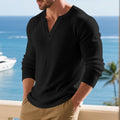 Herren Langarmshirts mit Knopfdetails und Rippstruktur R&B