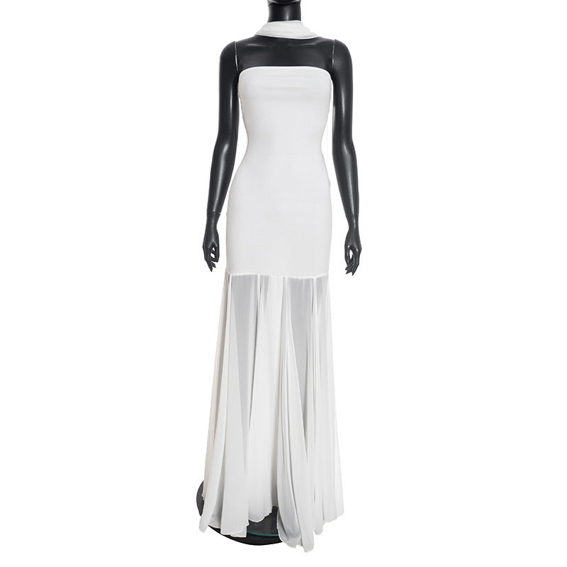 Damen Elegantes Abendkleid mit transparenten Drapierungen R&B