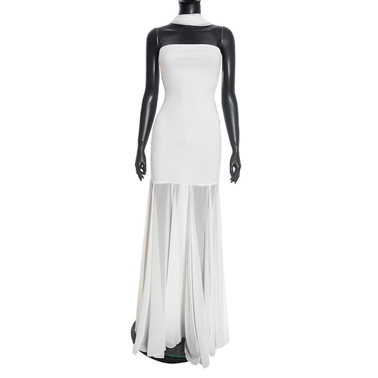 Damen Elegantes Abendkleid mit transparenten Drapierungen R&B